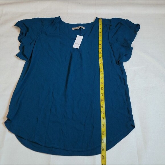 Loft Teal Flutter Sleeve Top Size XS - Picture 7 of 8